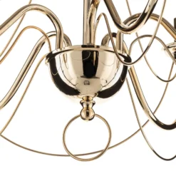 Lámpara de araña retro, cinco brazos, 75 cm, dorada