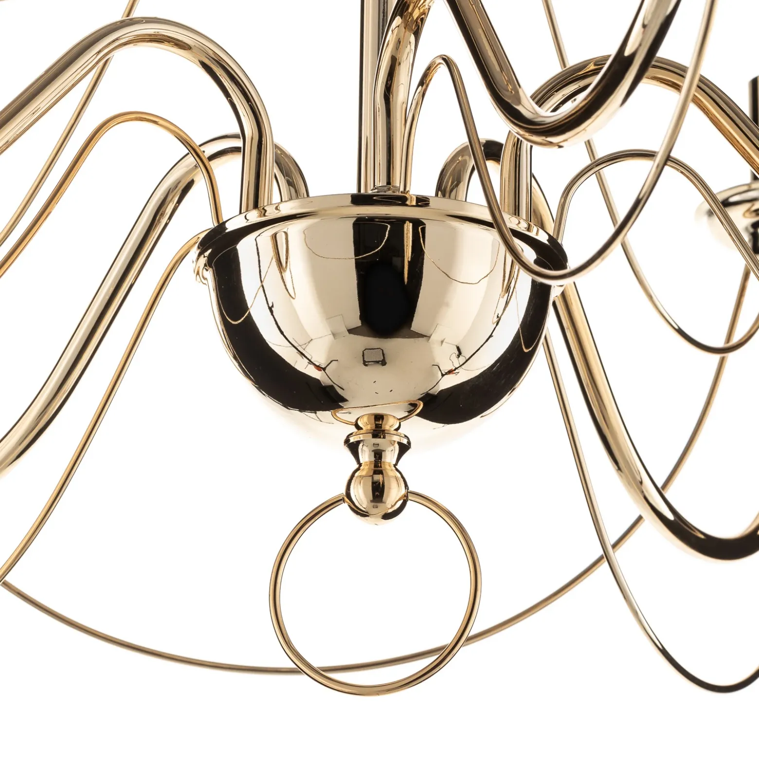 Lámpara de araña retro, cinco brazos, 75 cm, dorada