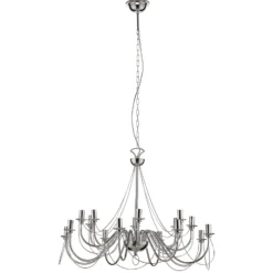 Lámpara de araña retro, 16 luces, cromo