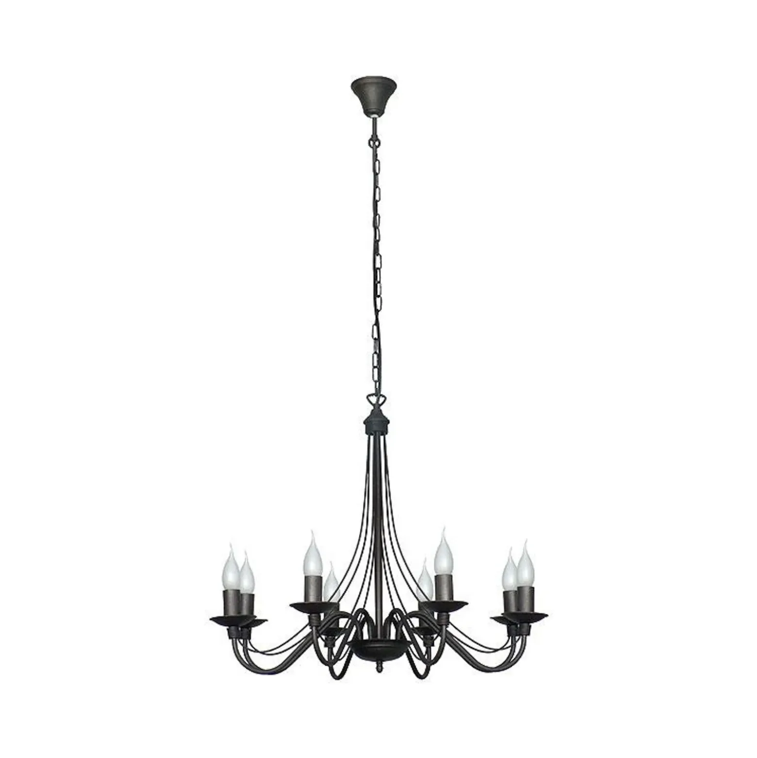 Lámpara de araña rosa, negra, 8 luces, metal