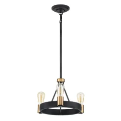 Lámpara de araña Silas, negro, 3 luces, Ø 42,2cm