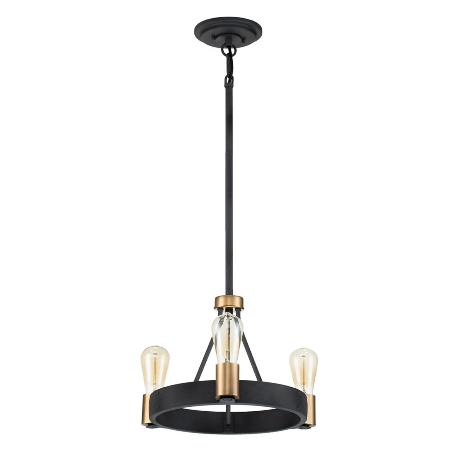 Lámpara de araña Silas, negro, 3 luces, Ø 42,2cm