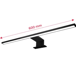 Lámpara de espejo LED Bill, 60 cm de ancho, negro, metal, 4000 K
