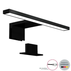 Lámpara de espejo LED Bill, 30 cm de ancho, negro, metal, 4000 K