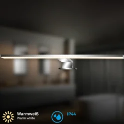 Lámpara de espejo LED Dun 2 en 1, cromada, IP44, longitud 50 cm