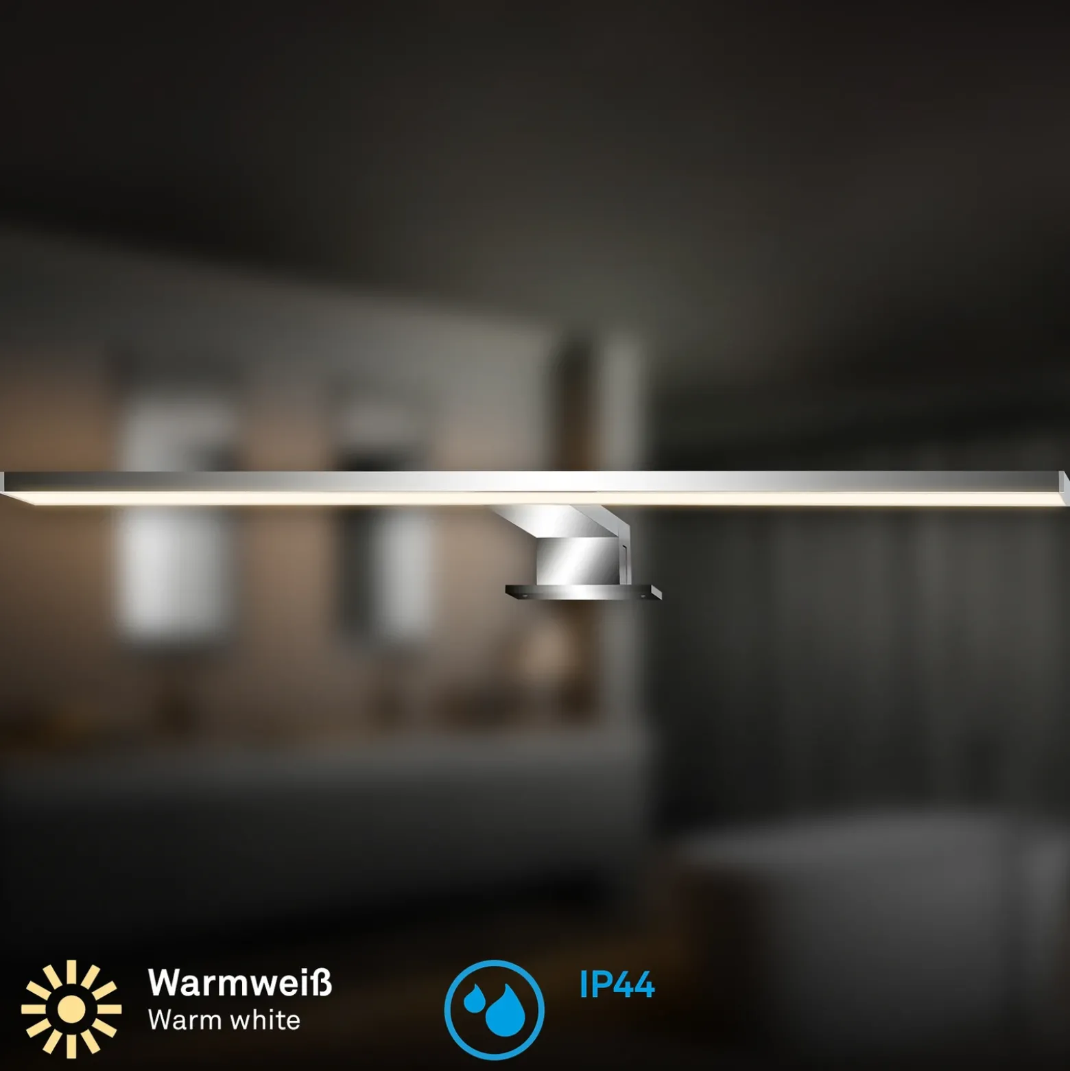Lámpara de espejo LED Dun 2 en 1, cromada, IP44, longitud 50 cm