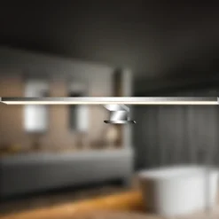 Lámpara de espejo LED Dun 2 en 1, cromada, IP44, longitud 50 cm