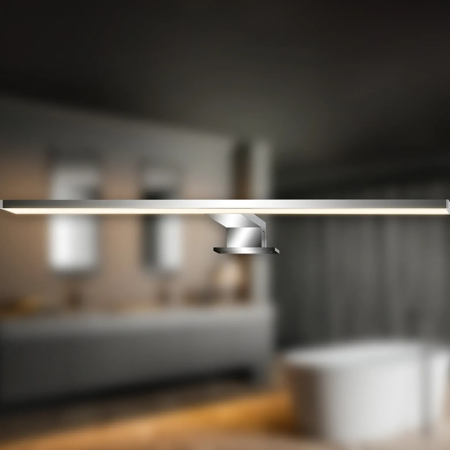 Lámpara de espejo LED Dun 2 en 1, cromada, IP44, longitud 50 cm