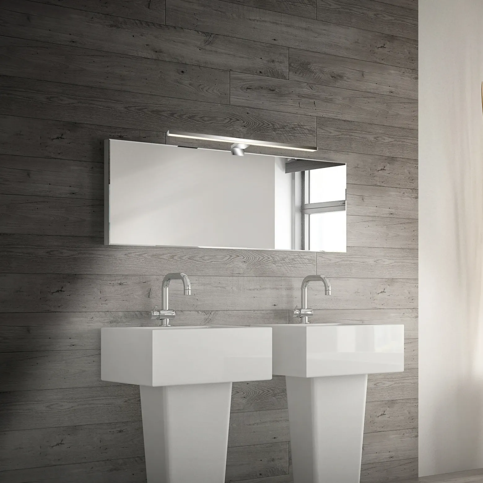 Lámpara de espejo LED Dun 2 en 1, cromada, IP44, longitud 50 cm