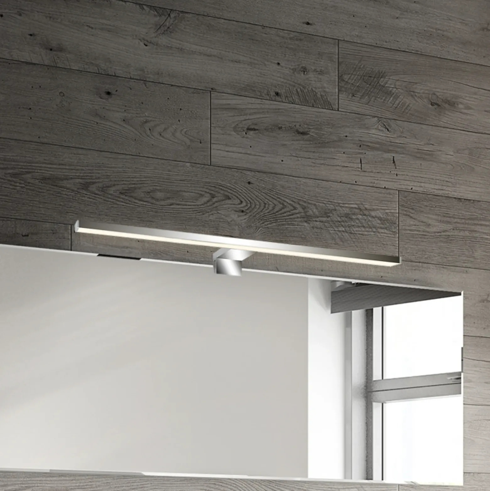 Lámpara de espejo LED Dun 2 en 1, cromada, IP44, longitud 50 cm