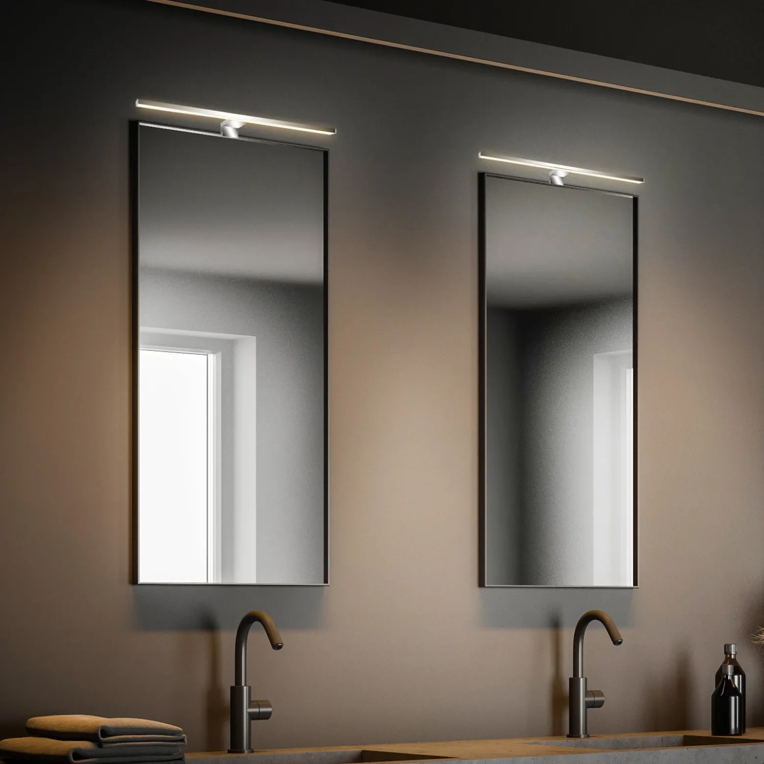Lámpara de espejo LED Dun 2 en 1, cromada, IP44, longitud 50 cm