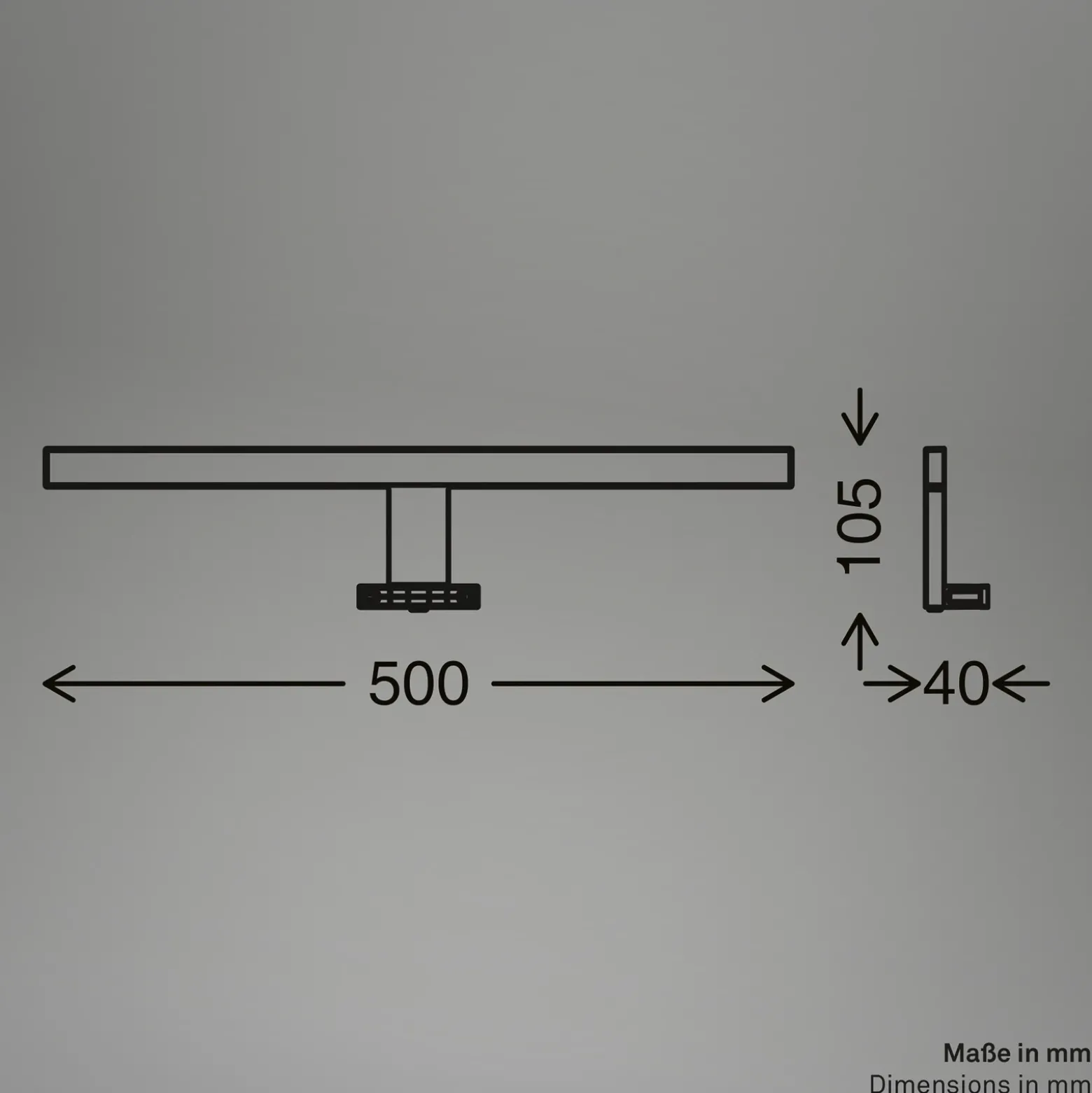 Lámpara de espejo LED Dun 2 en 1, cromada, IP44, longitud 50 cm