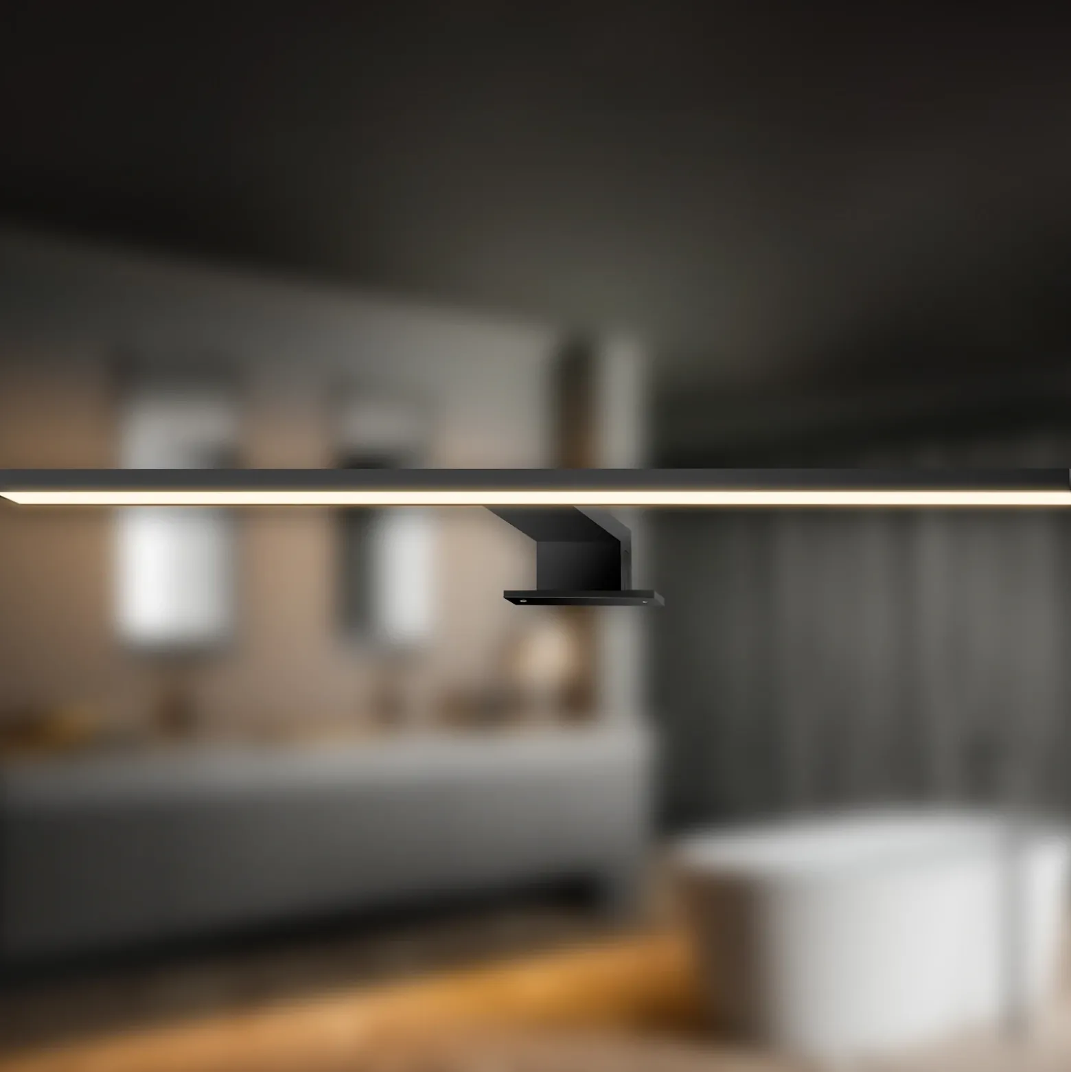 Lámpara de espejo LED Dun 2 en 1, negro mate, IP44, longitud 50 cm