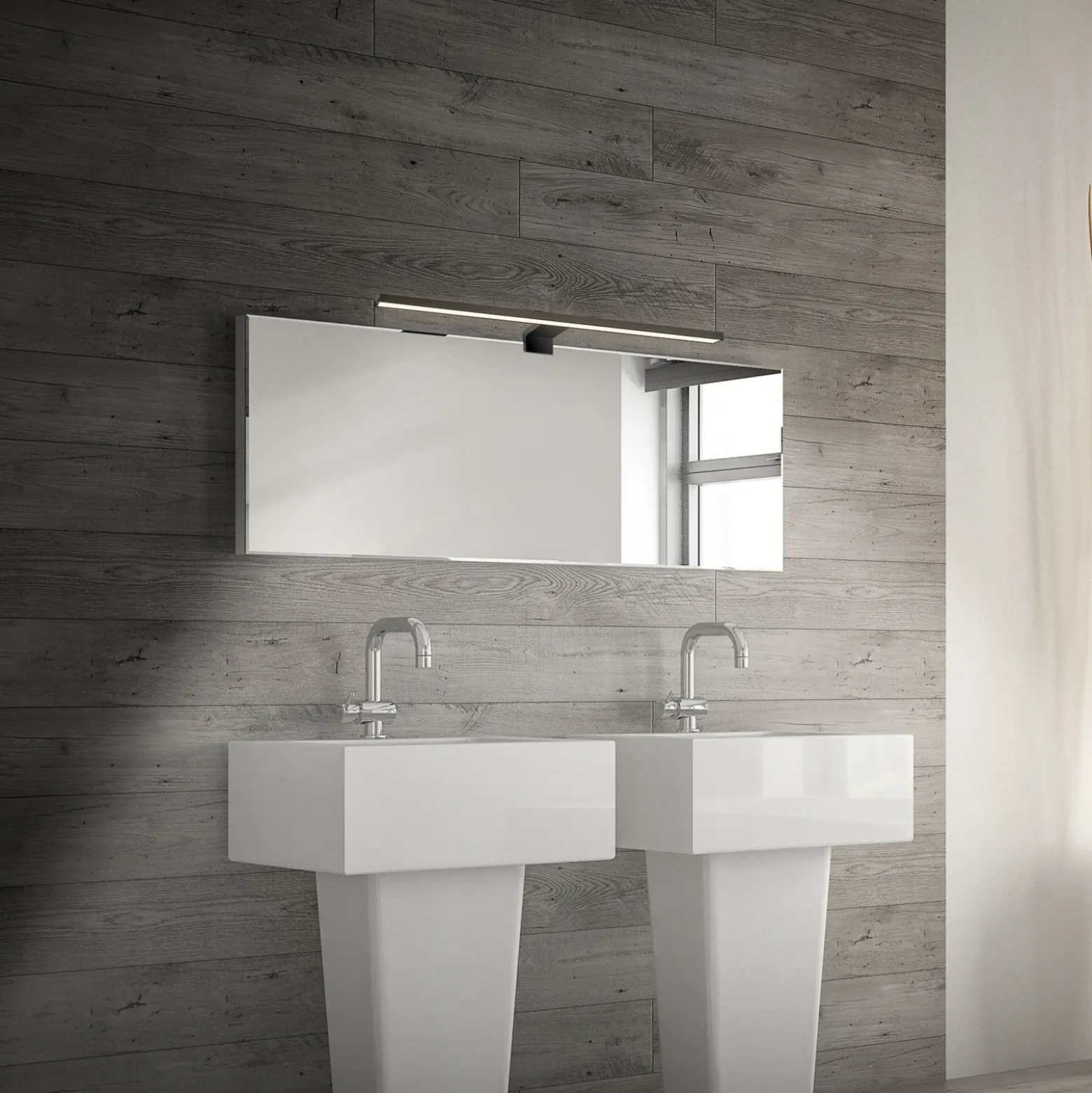 Lámpara de espejo LED Dun 2 en 1, negro mate, IP44, longitud 50 cm