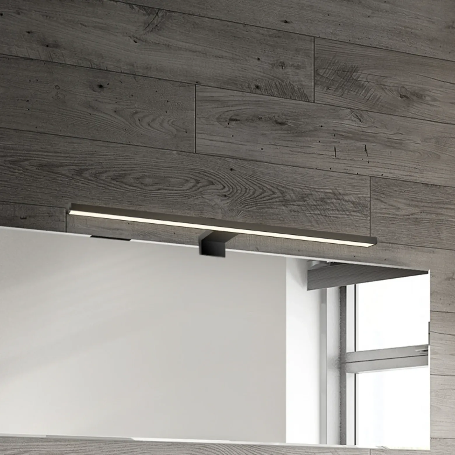 Lámpara de espejo LED Dun 2 en 1, negro mate, IP44, longitud 50 cm