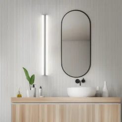 Lámpara de espejo LED Helestra LOOM, longitud 90 cm, cromada, IP44