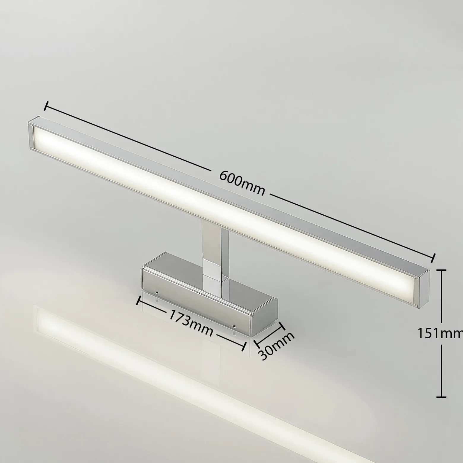 Lámpara de espejo LED Jukka de Lindby, 60 cm, cromo, metal, IP44