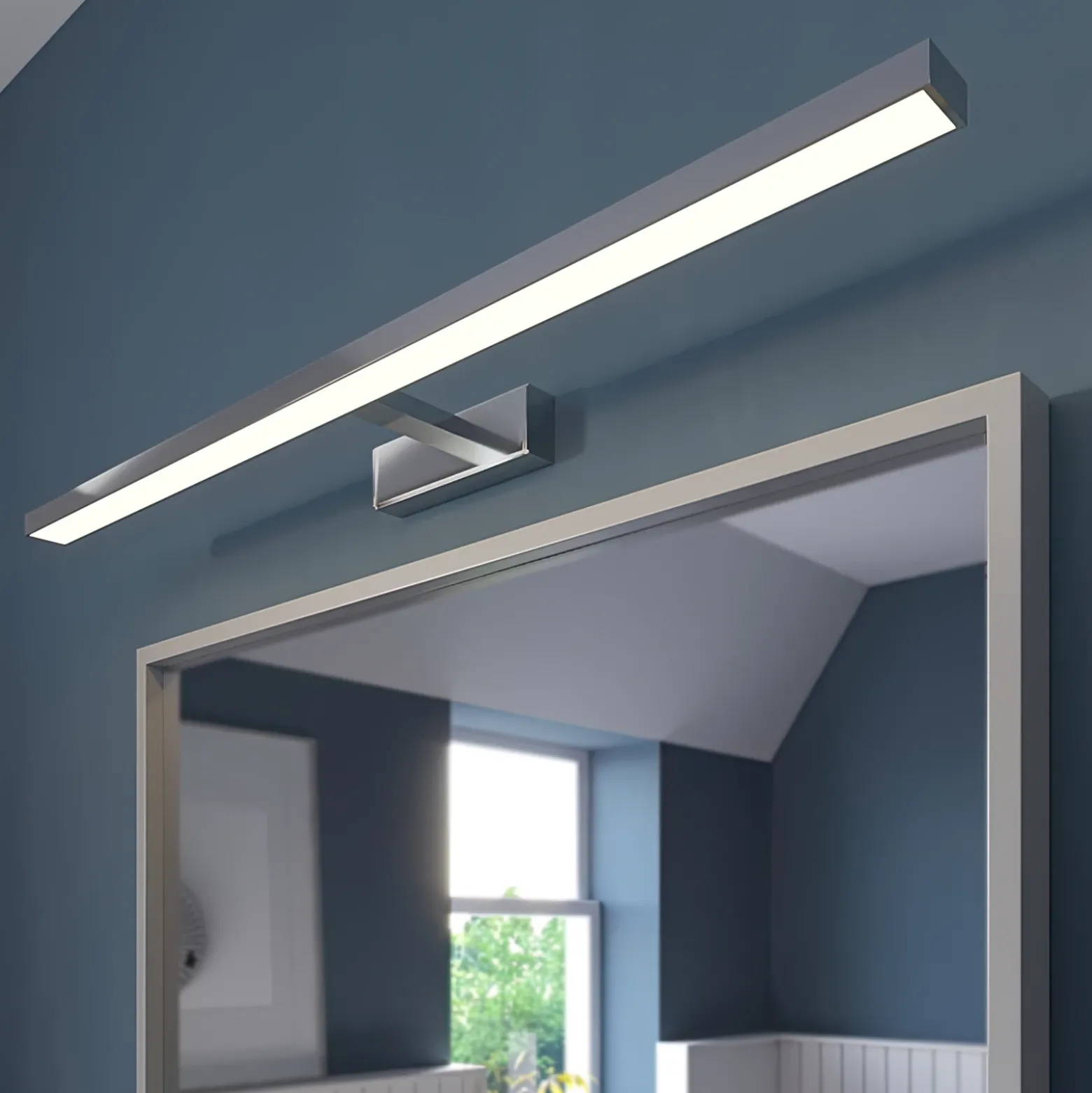 Lámpara de espejo LED Jukka de Lindby, 90 cm, cromo, metal, IP44