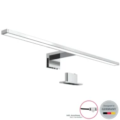 Lámpara de espejo LED Mira, 60 cm de ancho, cromada, metal, 4000 K
