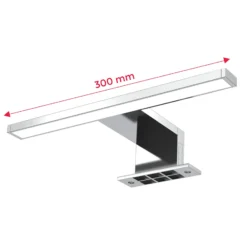 Lámpara de espejo LED Mira, 30 cm de ancho, cromada, metal, 4000 K