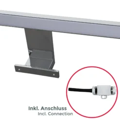 Lámpara de espejo LED Mira, 30 cm de ancho, cromada, metal, 4000 K