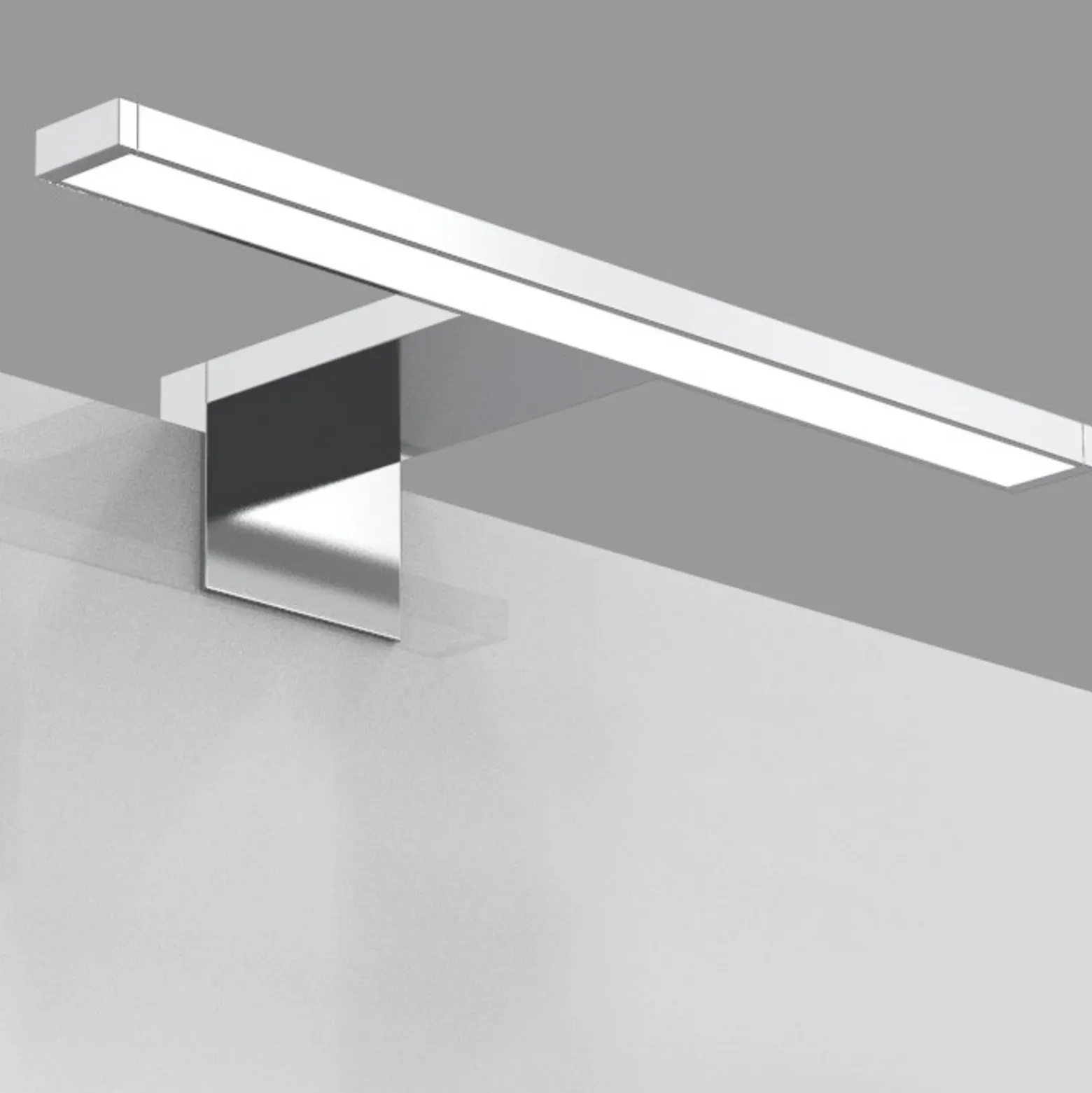 Lámpara de espejo LED Mira, 30 cm de ancho, cromada, metal, 4000 K