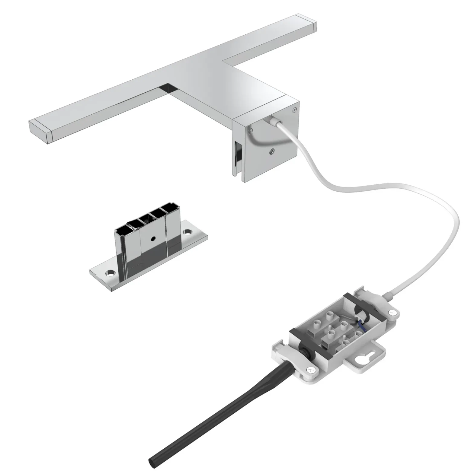 Lámpara de espejo LED Mira, 30 cm de ancho, cromada, metal, 4000 K