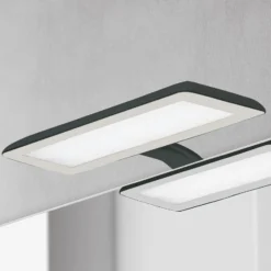 Lámpara de espejo LED Nikita, negro/gris acero