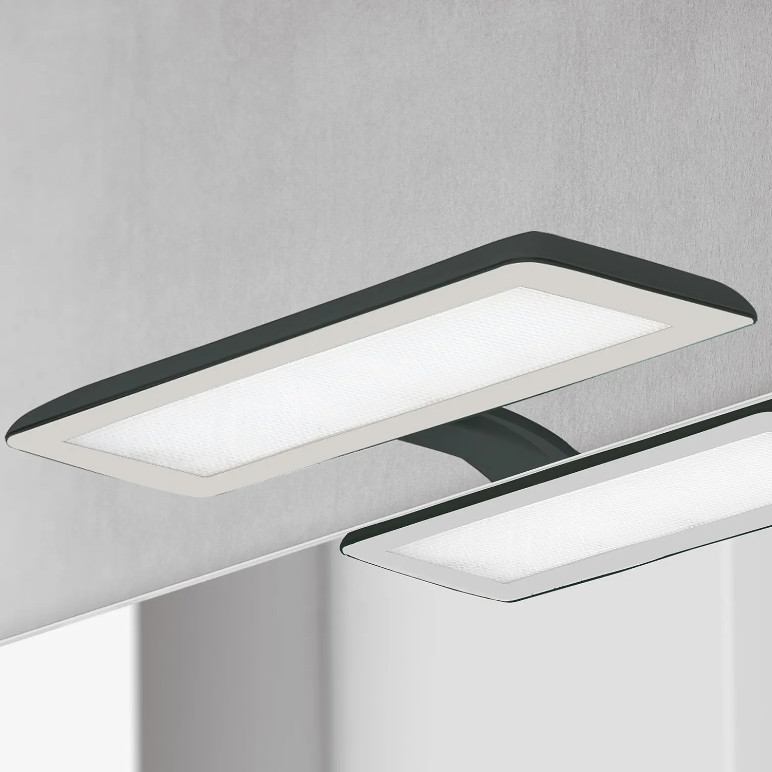 Lámpara de espejo LED Nikita, negro/gris acero