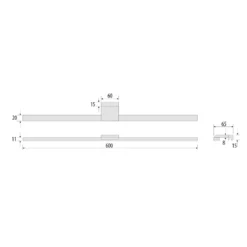 Lámpara de espejo LED Triga, IP44, blanco, 60cm, 3.000K