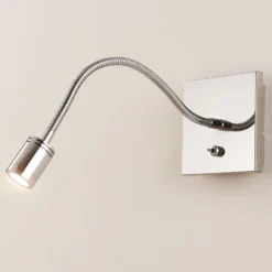 Lámpara de lectura Berfin de pared, cromada, LED