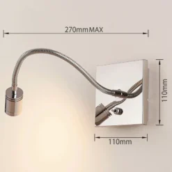 Lámpara de lectura Berfin de pared, cromada, LED
