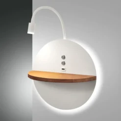 Lámpara de lectura LED Dual, retroiluminada, madera, estante, atenuable