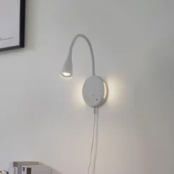 Lámpara de lectura LED Lindby Zayna, blanca, CCT, USB, atenuable, temporizador
