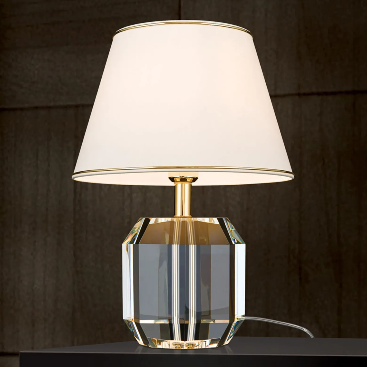Lámpara de mesa Alexis con cristal oro/crema