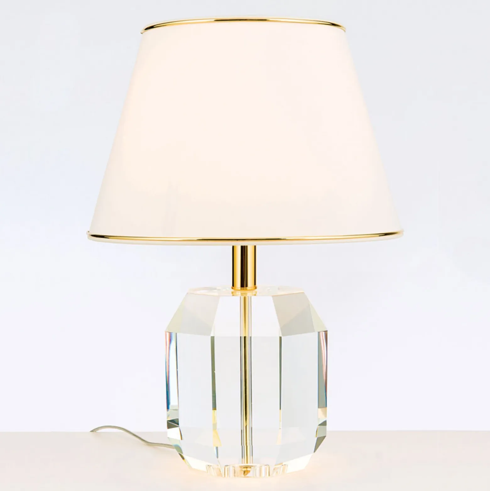 Lámpara de mesa Alexis con cristal oro/crema