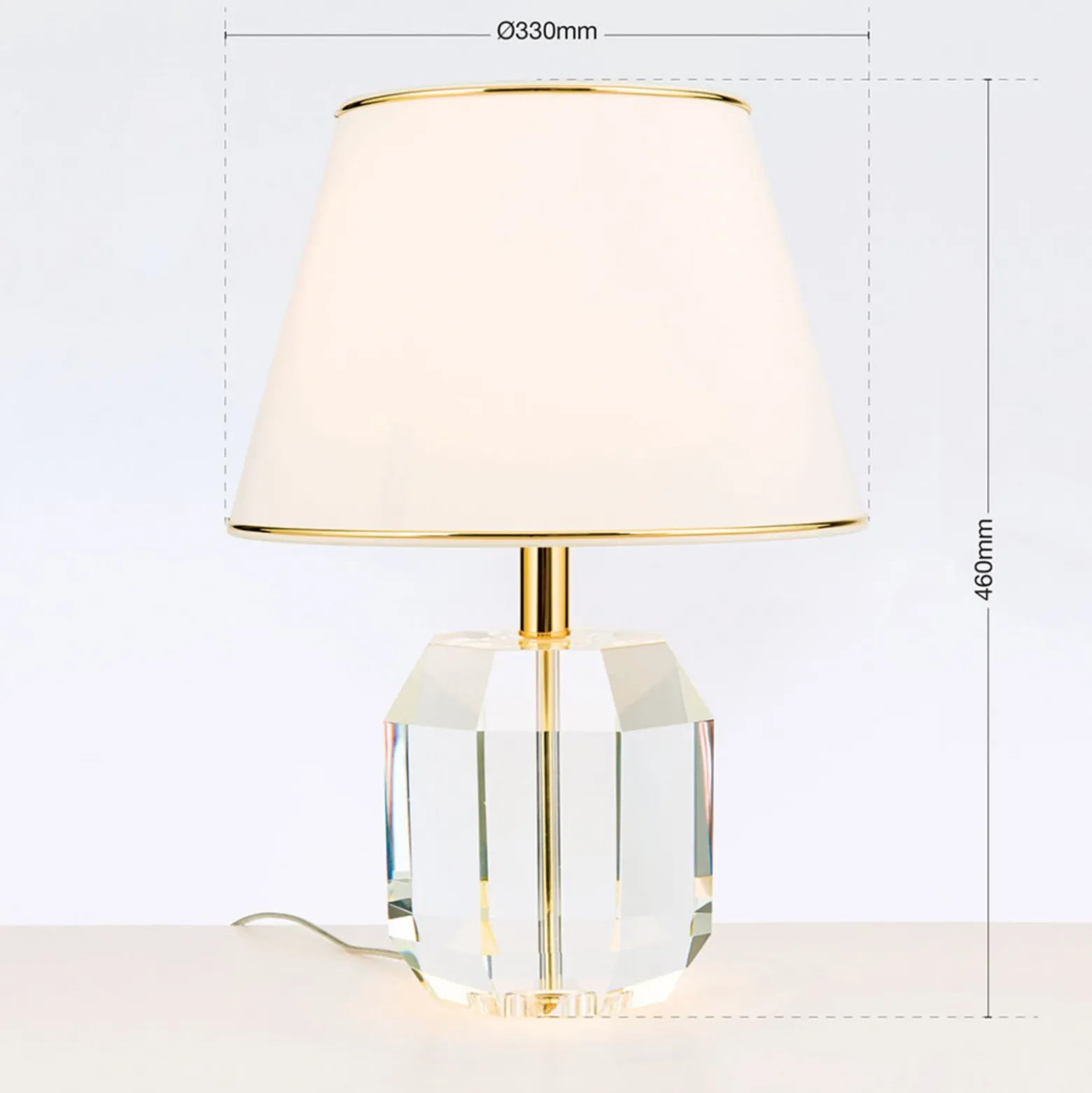 Lámpara de mesa Alexis con cristal oro/crema