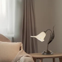 Lámpara de mesa Alga, 1 luz, hierro, vidrio, florentino