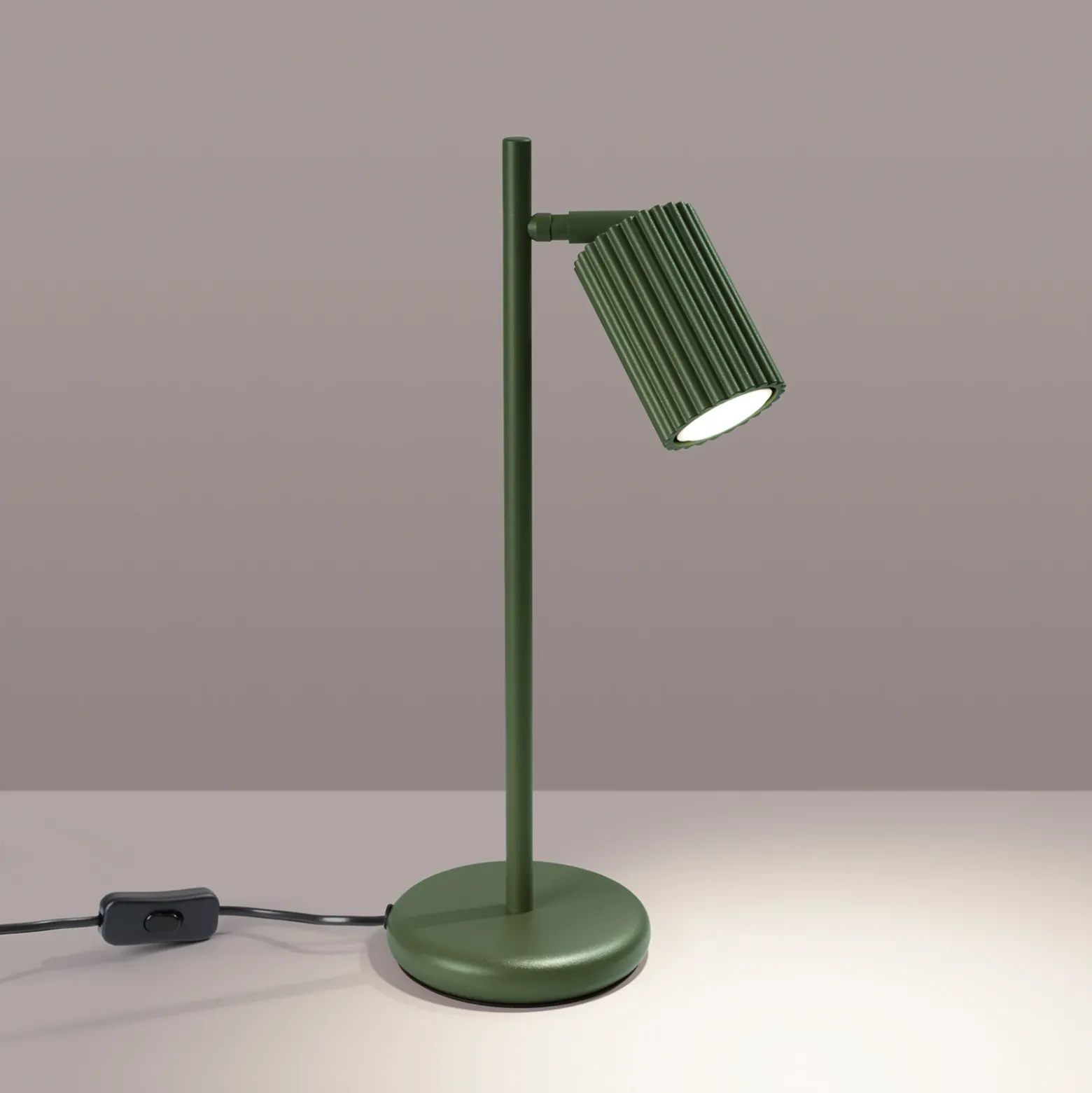 Lámpara de mesa ALORA, altura 43 cm, verde oliva, metal, GU10
