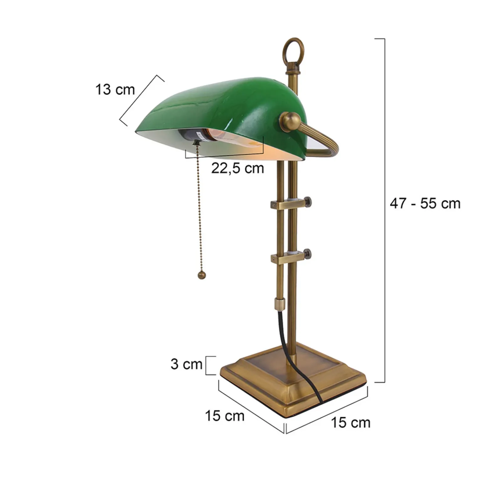 Lámpara de mesa Ancilla, ajustable bronce/verde