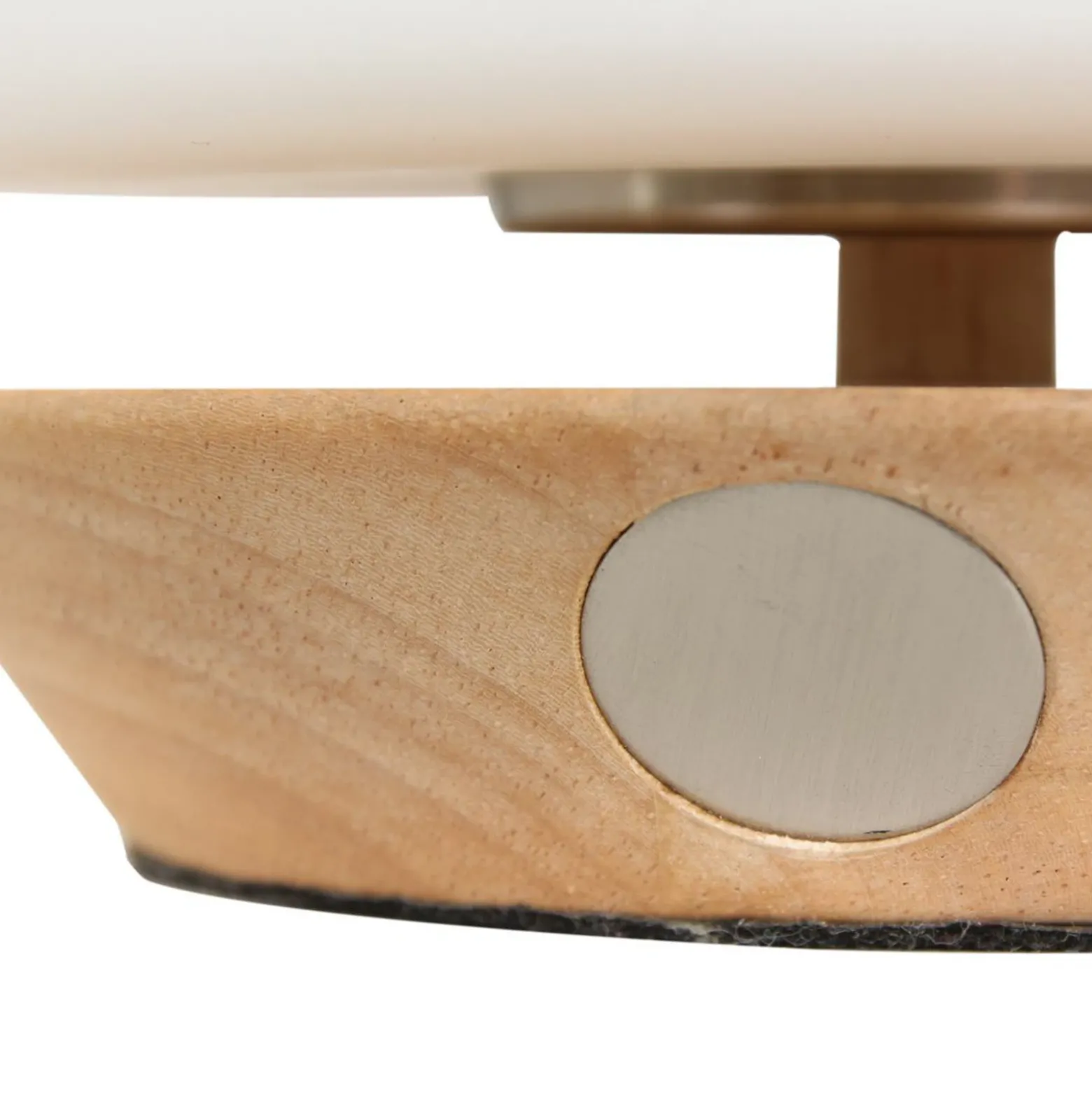 Lámpara de mesa Ancilla, madera, vidrio, haya, blanco opal, portalámpara G9
