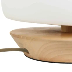 Lámpara de mesa Ancilla, madera, vidrio, haya, blanco opal, portalámpara G9