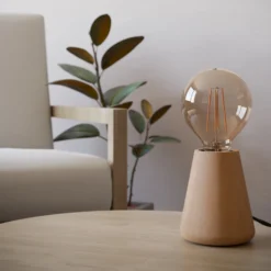 Lámpara de mesa Asby, madera clara, altura 10 cm, madera
