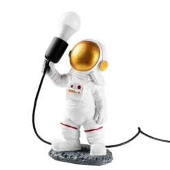 Lámpara de mesa Astronaut-1, blanca, poliéster, altura 32 cm