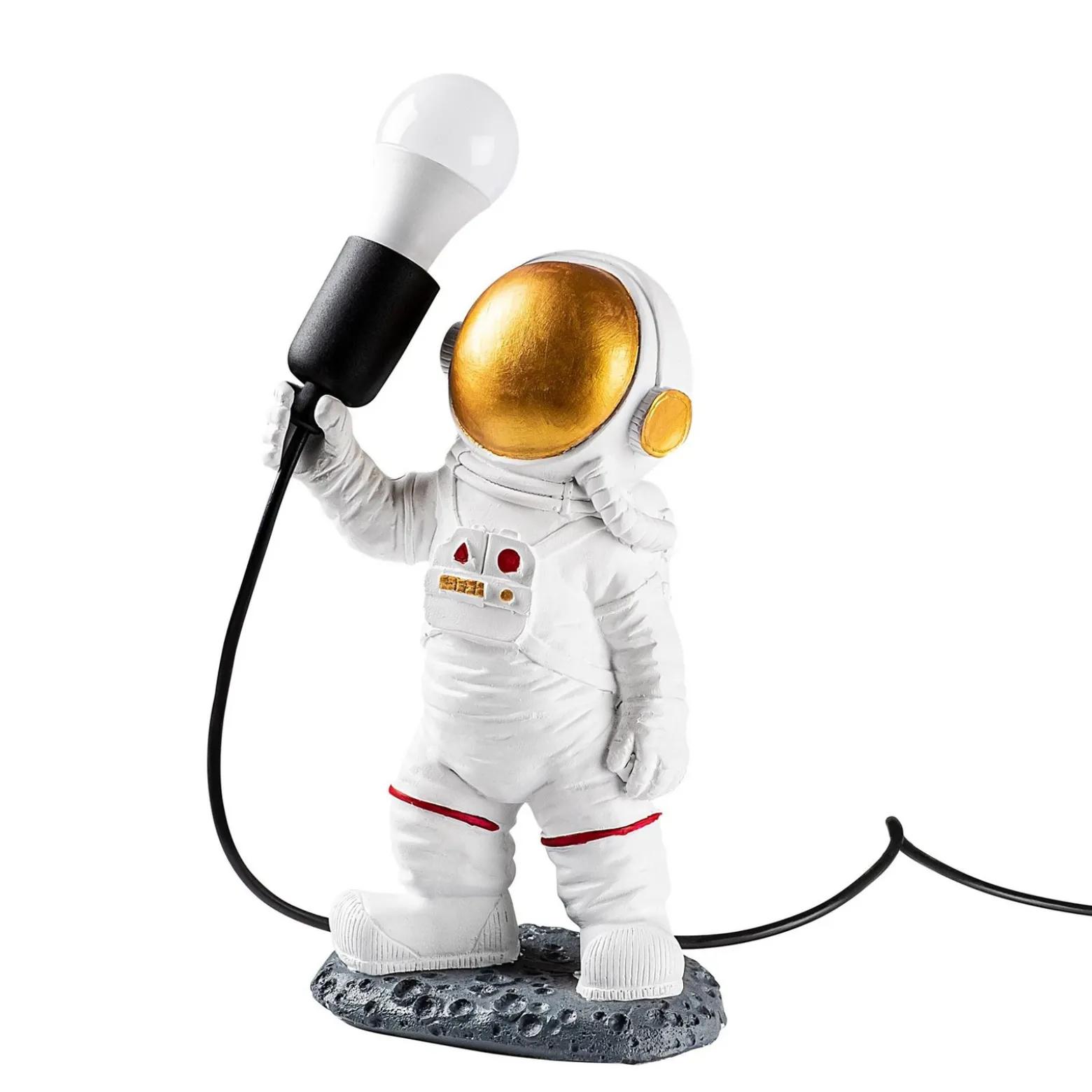 Lámpara de mesa Astronaut-1, blanca, poliéster, altura 32 cm