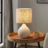 Lámpara de mesa Bellariva 3, blanco/marrón claro