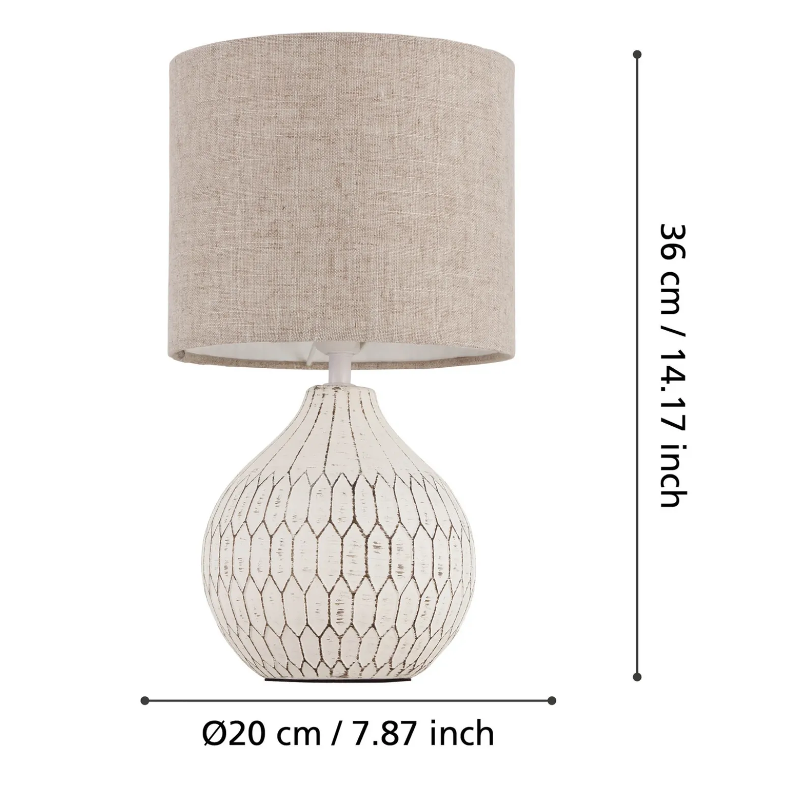 Lámpara de mesa Bellariva 3, blanco/marrón claro