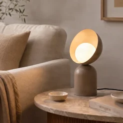Lámpara de mesa Boto LN1, beige, acero/vidrio, altura 31 cm, G9