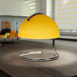 Lámpara de mesa Burano, amarilla, altura 25 cm, cristal/metal, E27