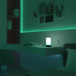 Lámpara de mesa Calex LED recargable Vibey, altura 18,8 cm, RGBIC, USB